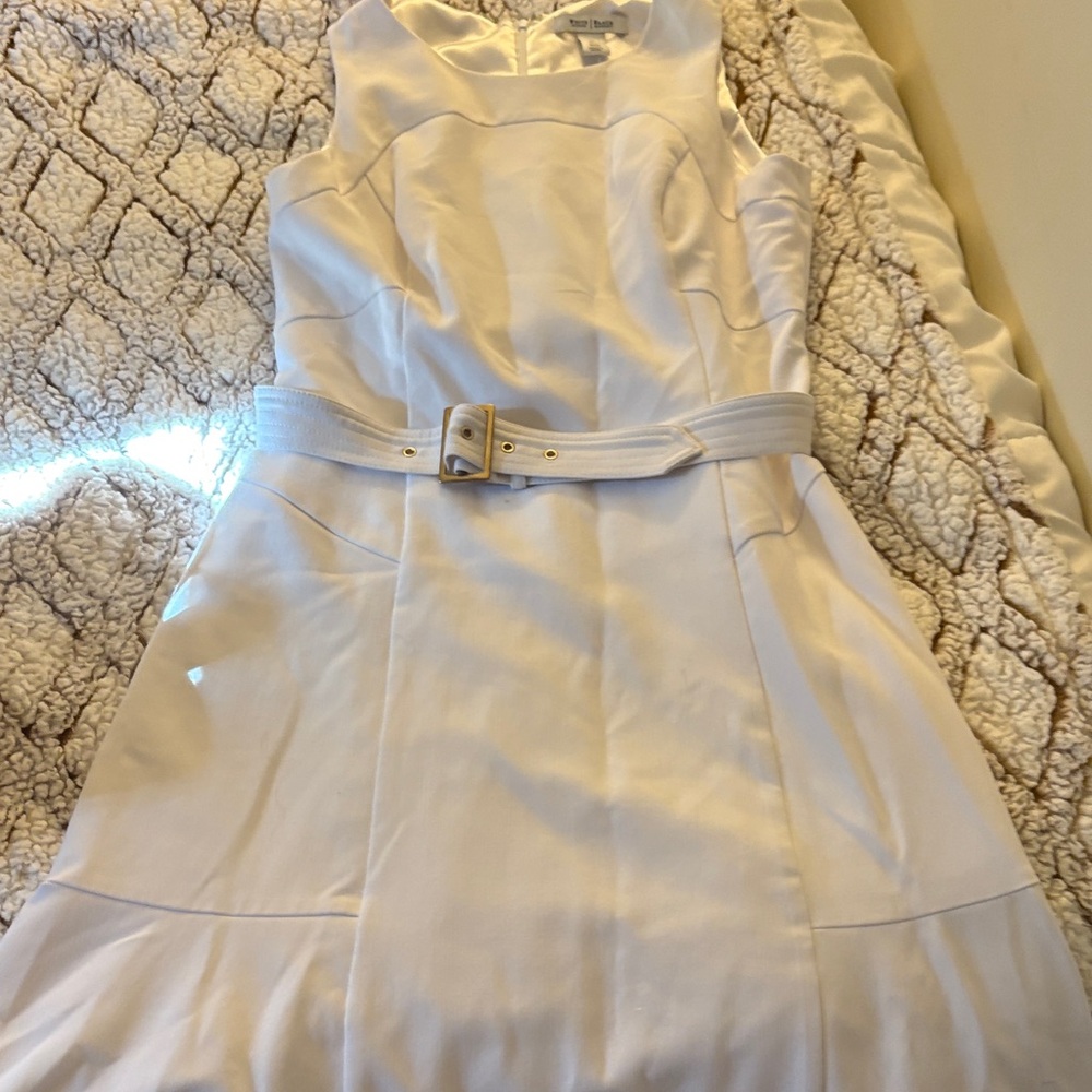 White House Black Market White Belted Mini Dress